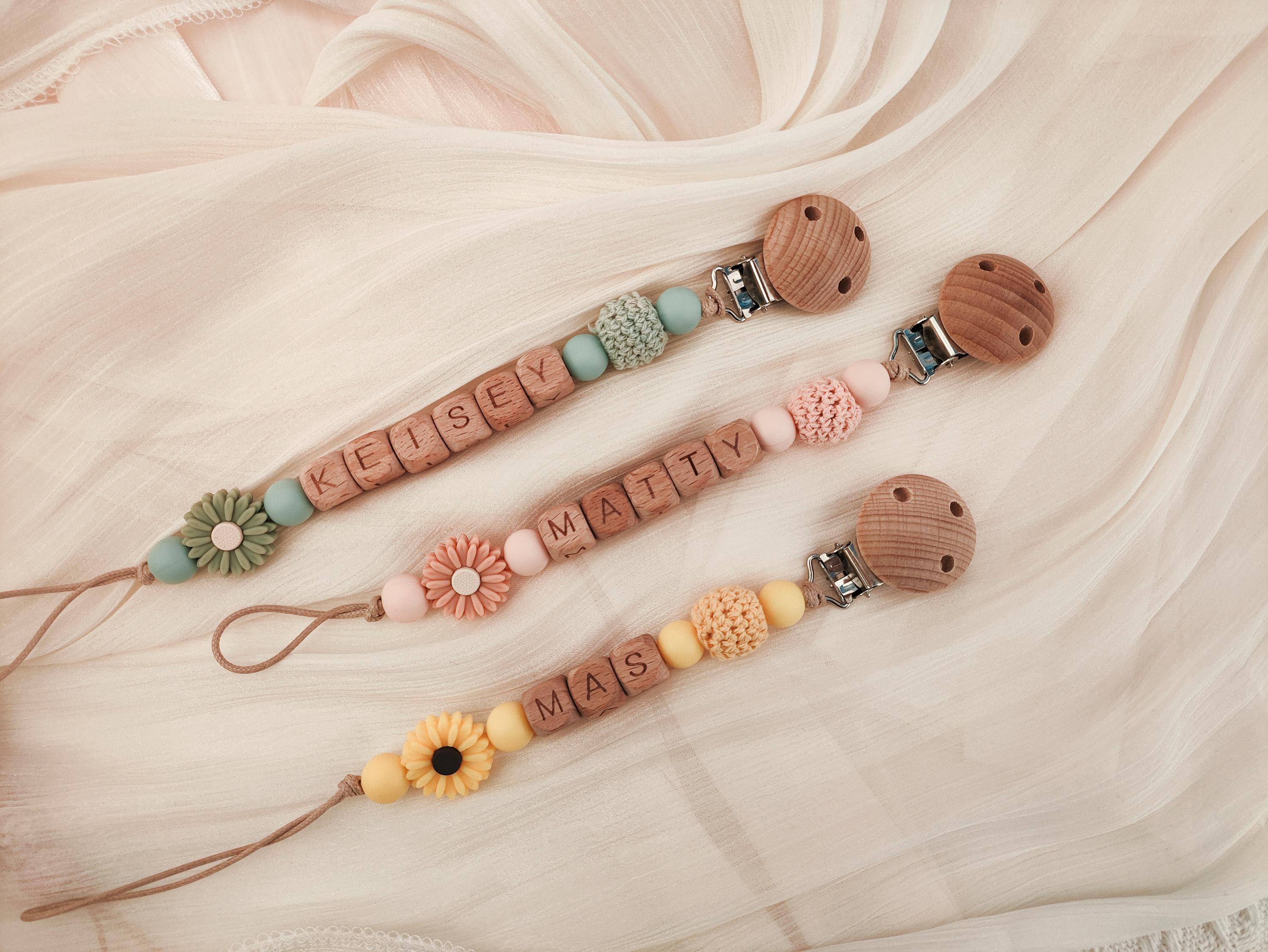 Daisy Crochet Custom Pacifier Clip - Image 3