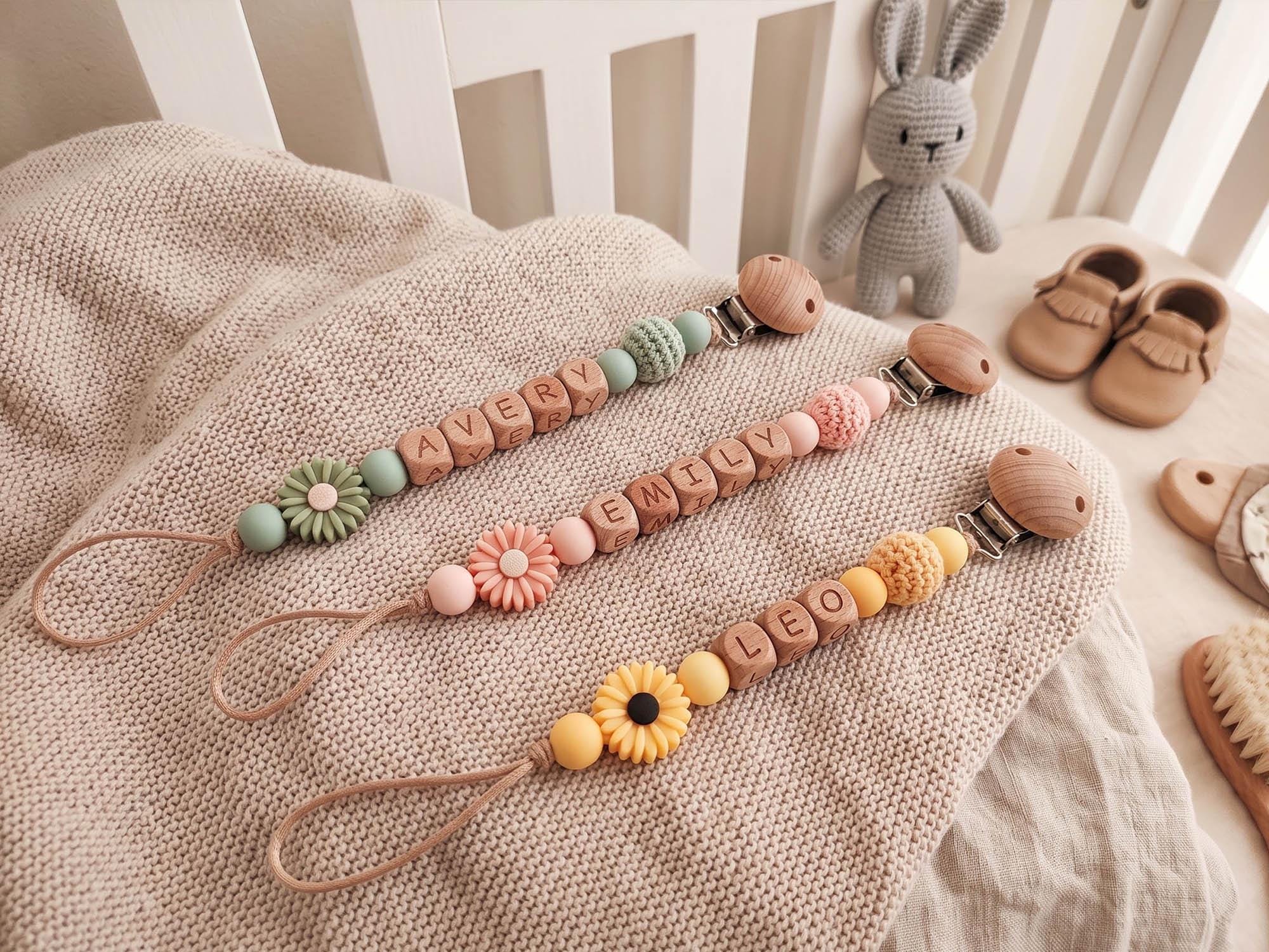 Natural Wooden Letter Beads Custom Pacifier Clip - Image 6