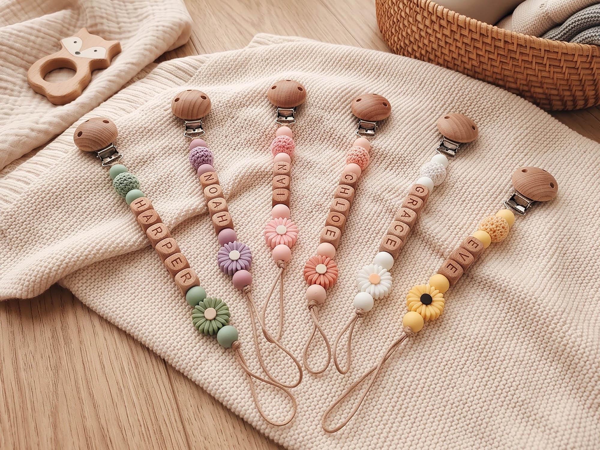 Natural Wooden Letter Beads Custom Pacifier Clip - Image 10