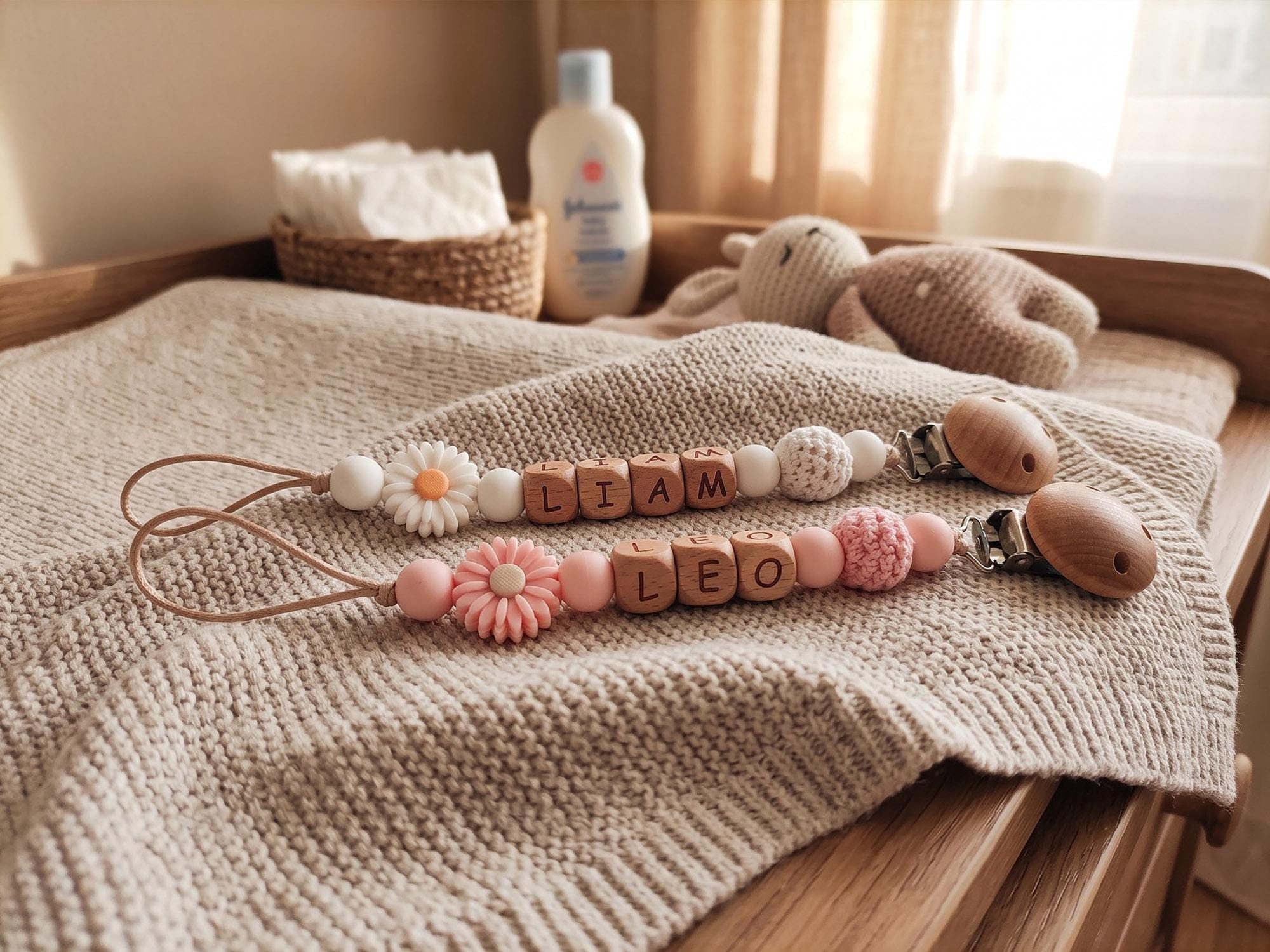Natural Wooden Letter Beads Custom Pacifier Clip - Image 7