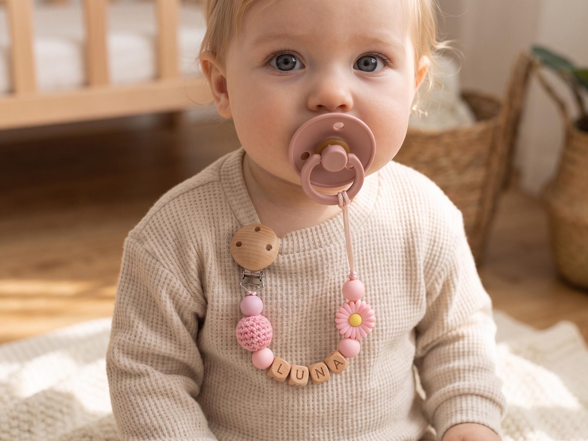 Natural Wooden Letter Beads Custom Pacifier Clip - Image 3