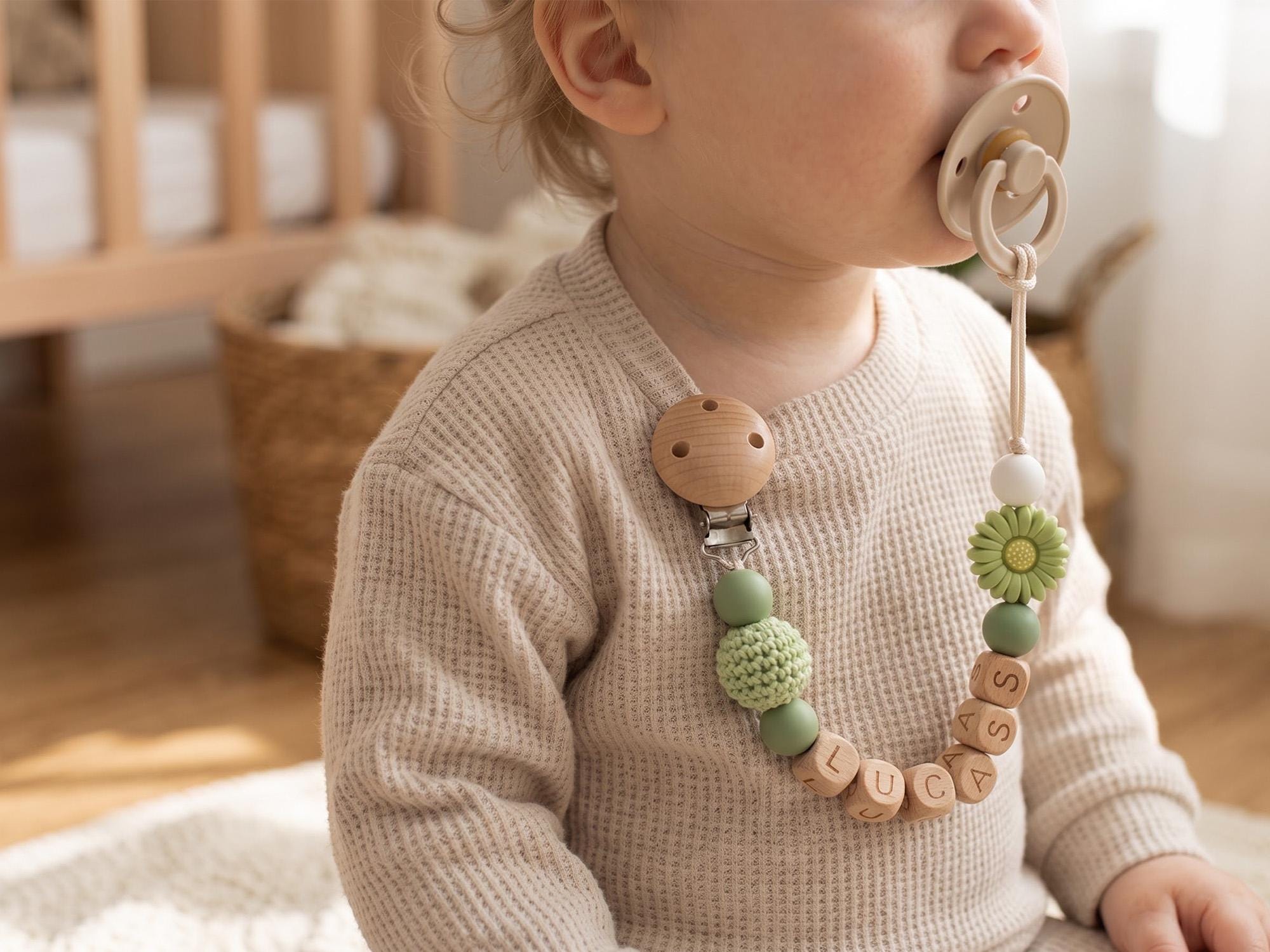 Natural Wooden Letter Beads Custom Pacifier Clip - Image 8