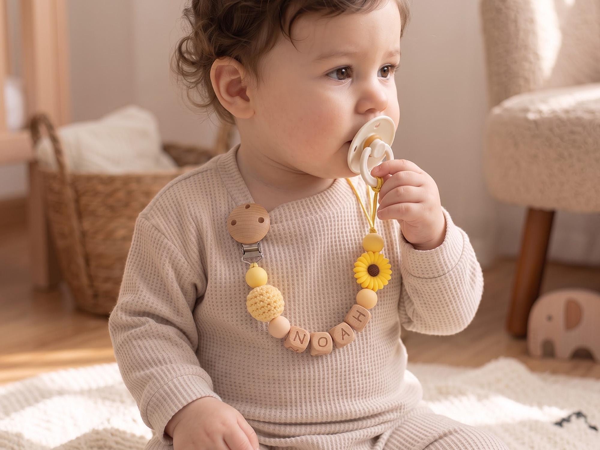 Natural Wooden Letter Beads Custom Pacifier Clip - Image 4